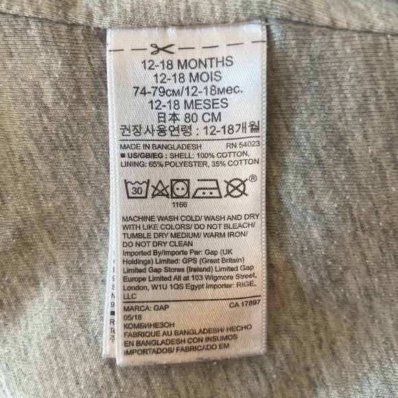 Baby Gap One-piece Denim Overalls lined size 12-18 months EUC - Picture 8 of 8